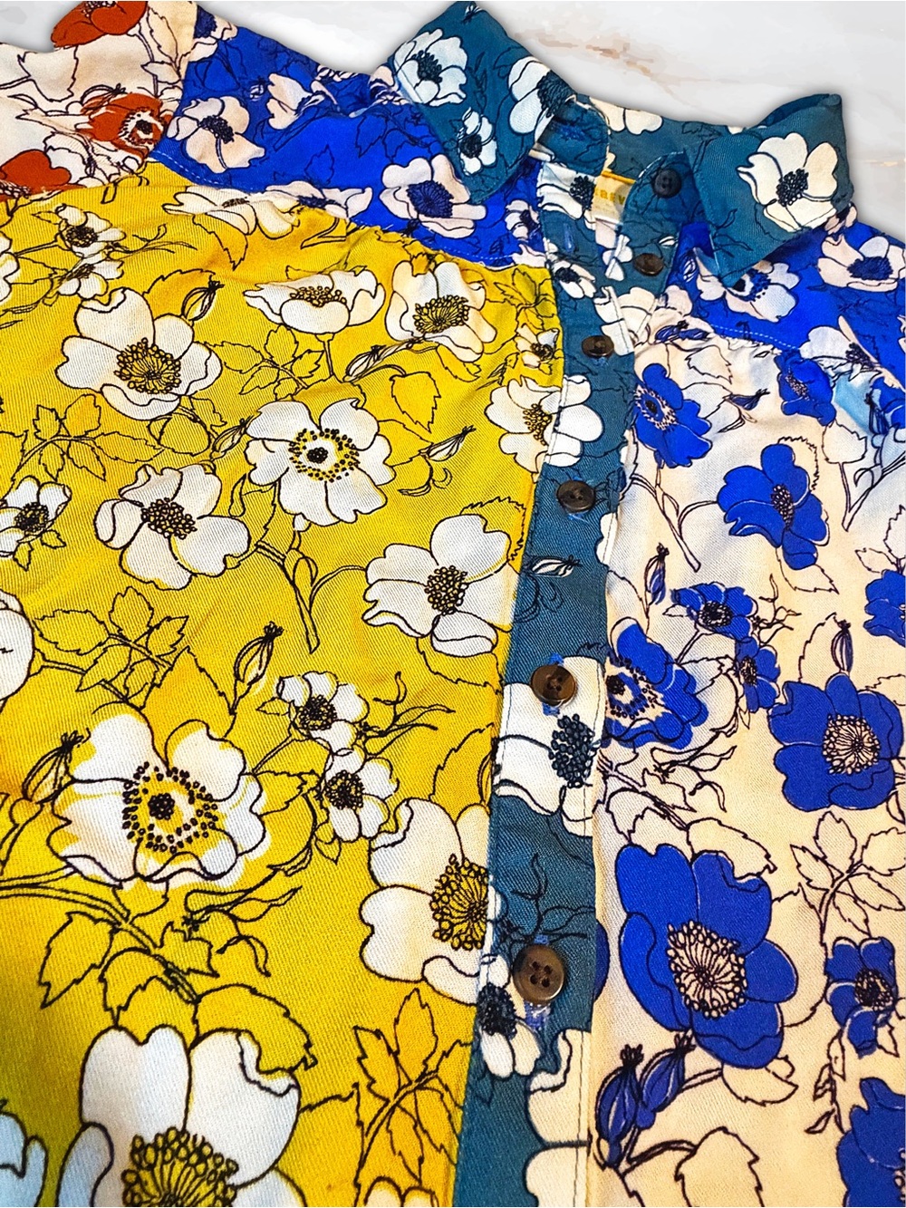 Anthropologie Maeve Paz Alida Contrast Floral Patchwork Buttondown Blouse XXSP - Picture 9 of 16